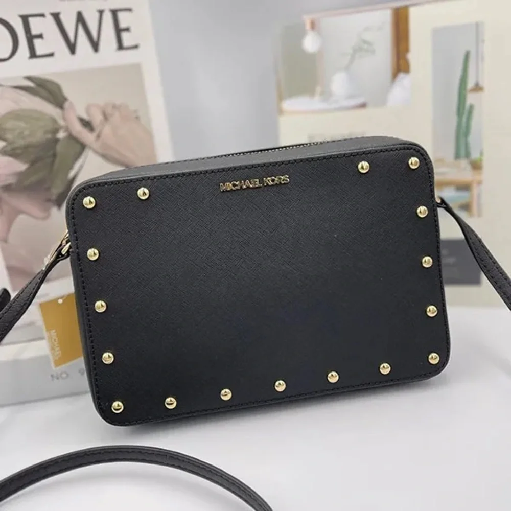 Michael Kors Sandrine Stud MK Crossbody Bag Purse Saffiano Leather